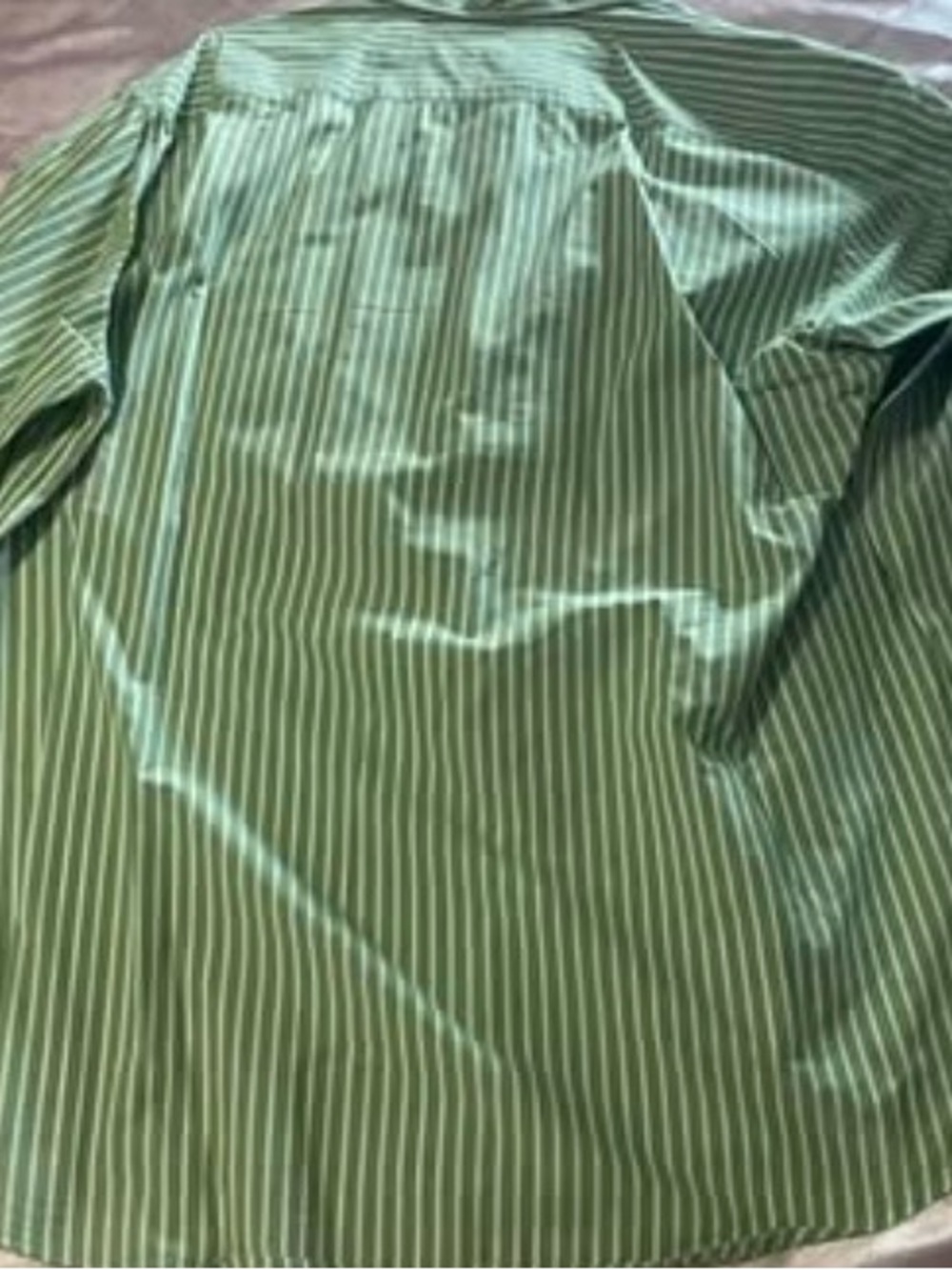 Old Navy Green and White Vertical Stripe Dress Shirt
